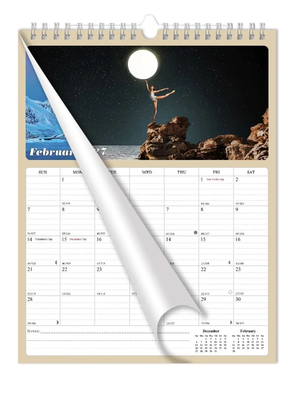 2027 Wall Calendar Spiral-bound Twin - 12 Months Planner 8.5